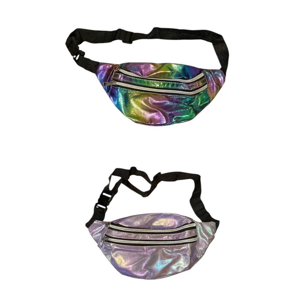 NWOT Holographic Fanny Pack Belt Bag Set Festival Rave Y2K
